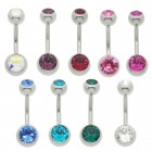 Double jewelled belly bars with large 6mm top balls